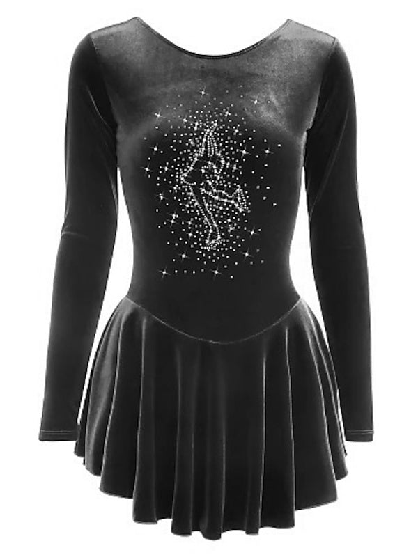 Figure Skating Dress Women's Girls' Dancewear Velvet Long Sleeve Ice Skating Dress