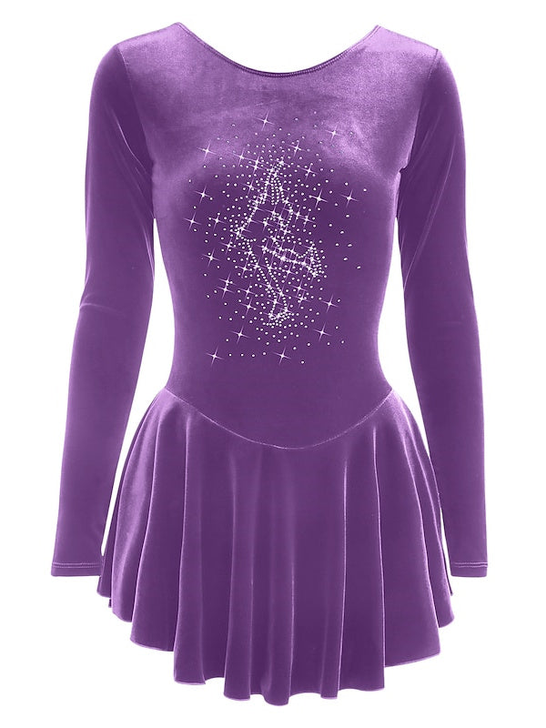 Figure Skating Dress Women's Girls' Dancewear Velvet Long Sleeve Ice Skating Dress