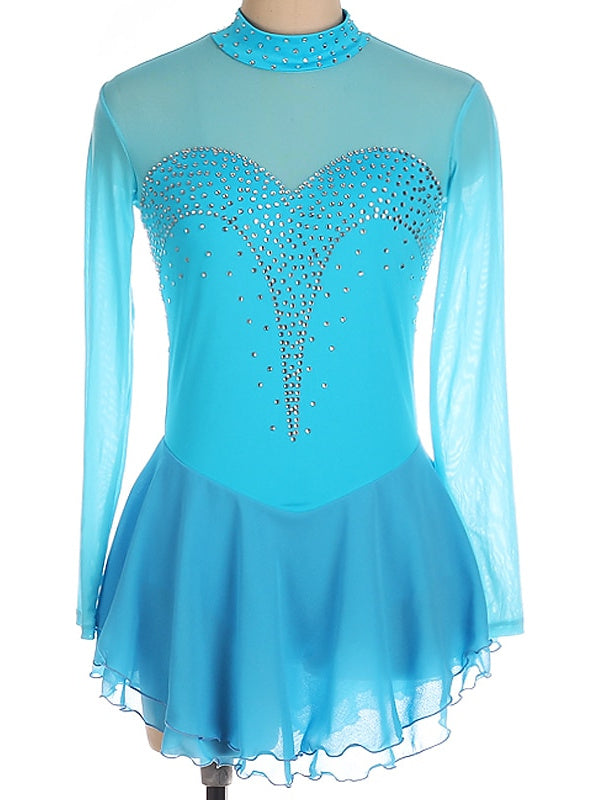 Figure Skating Dress Women's Girls' Ice  Spandex Crystal/Rhinestone Long Sleeve Ice Skating Dress