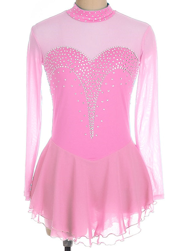 Figure Skating Dress Women's Girls' Ice  Spandex Crystal/Rhinestone Long Sleeve Ice Skating Dress