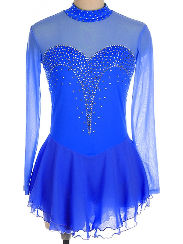 Figure Skating Dress Women's Girls' Ice  Spandex Crystal/Rhinestone Long Sleeve Ice Skating Dress