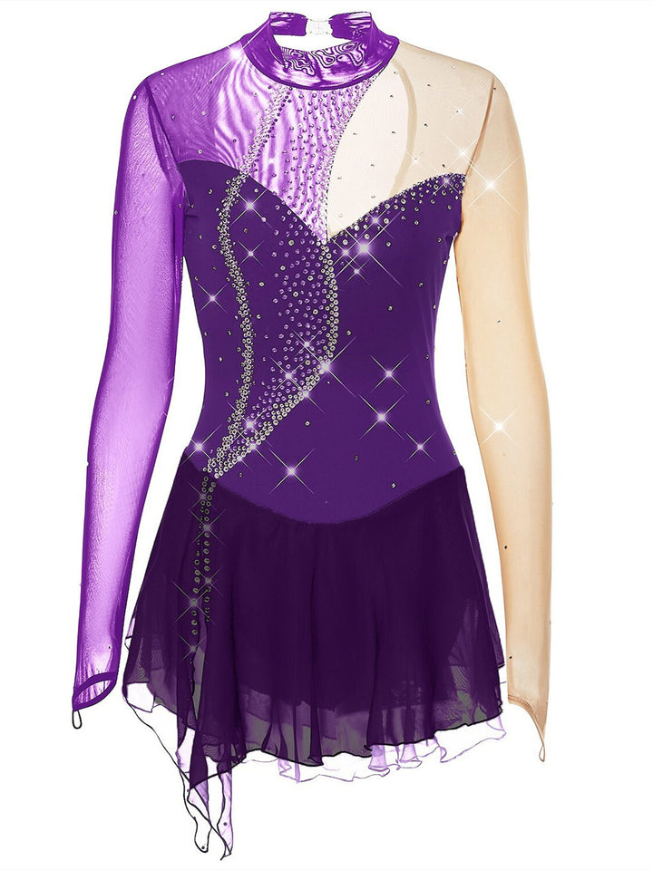 Figure Skating Dress Women's Girls' Dancewear Mesh Spandex Crystal/Rhinestone Skating Dress