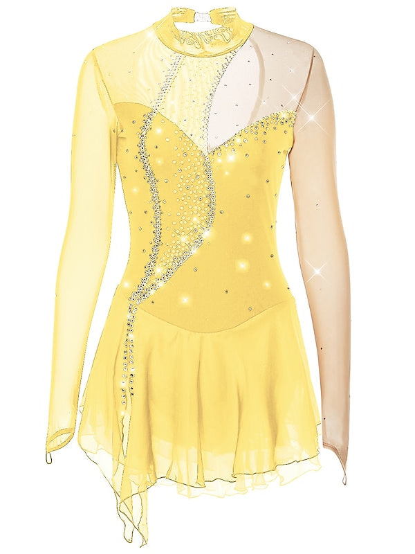 Figure Skating Dress Women's Girls' Dancewear Mesh Spandex Crystal/Rhinestone Skating Dress