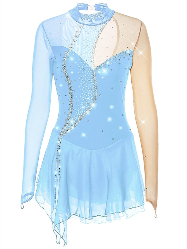 Figure Skating Dress Women's Girls' Dancewear Mesh Spandex Crystal/Rhinestone Skating Dress