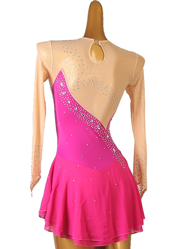 Figure Skating Dress Women's Girls' Ice Dancewear Classic Crystal/Rhinestone Long Sleeve Ice Skating Dress