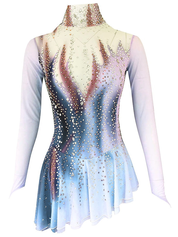 Figure Skating Dress Women's Girls' Dancewear Spandex Micro-elastic Crystal/Rhinestone Ice Skating Dress