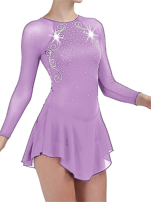 Figure Skating Dress Women's Girls' Dancewear Chinlon Mesh Spandex Classic Crystal Skating Dress