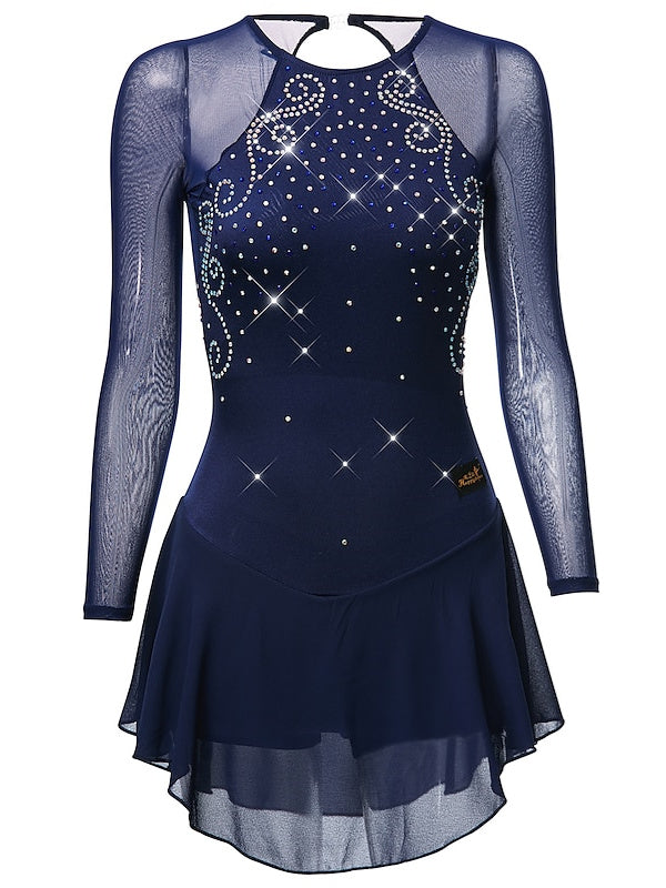 Figure Skating Dress Women's Girls' Dancewear Chinlon Mesh Spandex Classic Crystal Skating Dress