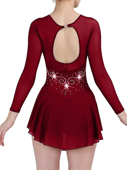 Figure Skating Dress Women's Girls' Dancewear Chinlon Mesh Spandex Classic Crystal Skating Dress