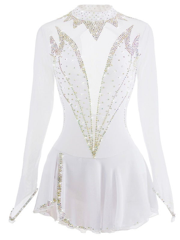 Figure Skating Dress Women's Girls' Ice Dancewear Mesh Spandex Rhinestone High Elasticity Ice Skating Dress