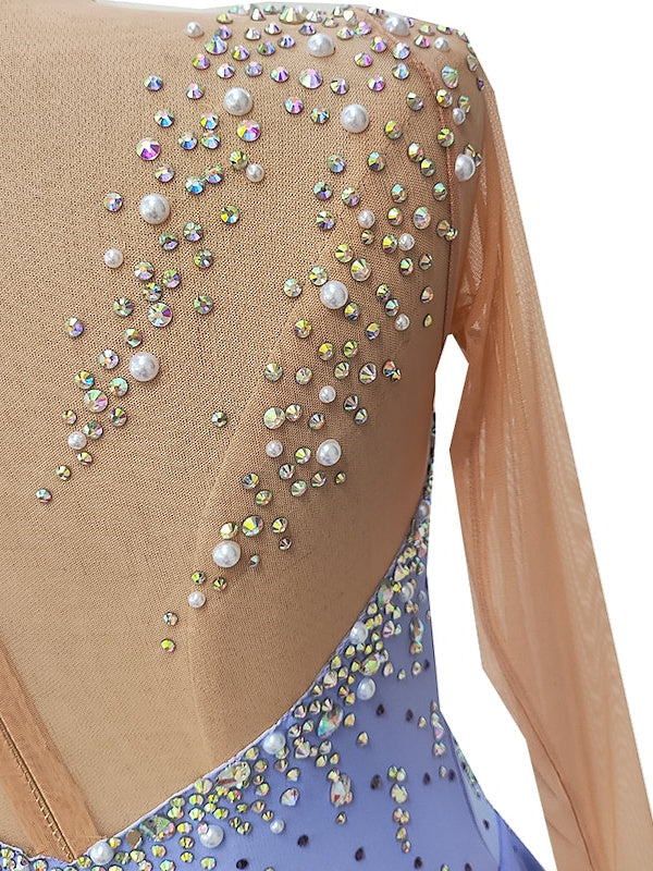 Figure Skating Dress Women's Girls' Dancewear Thumbhole High Elasticity Crystal/Rhinestone Long Sleeve Ice Skating Dress