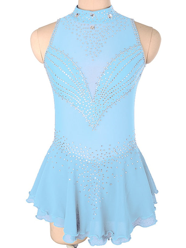 Figure Skating Dress Women's Girls' Crystal/Rhinestone Spandex High Elasticity Sleeveless Ice Skating Dress