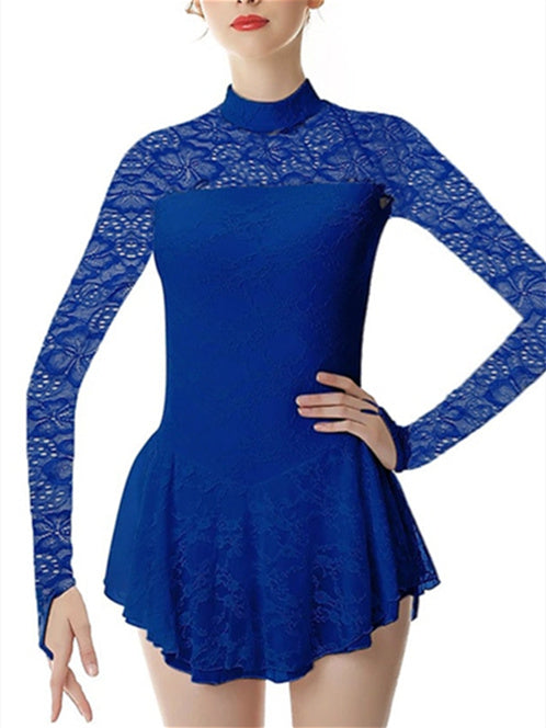 Figure Skating Dress Women's Girls' Dancewear Spandex High Elasticity Fashion Long Sleeve Skating Dress