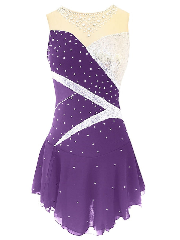 Figure Skating Dress Women's Girls' Dancewear Spandex Micro-elastic Classic Crystal/Rhinestone Sleeveless Ice Skating Dress