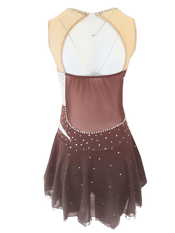 Figure Skating Dress Women's Girls' Dancewear Spandex Micro-elastic Classic Crystal/Rhinestone Sleeveless Ice Skating Dress