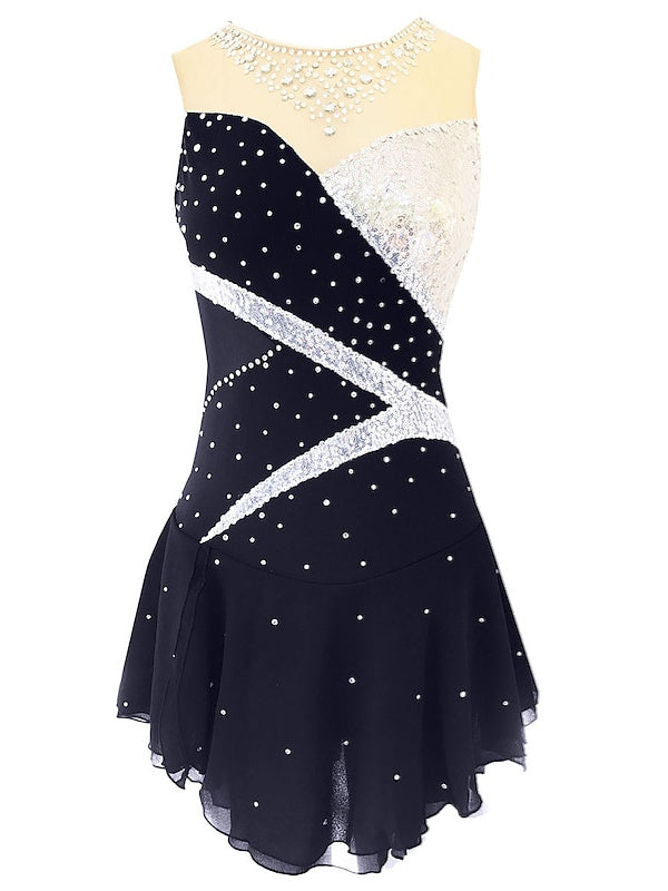 Figure Skating Dress Women's Girls' Dancewear Spandex Micro-elastic Classic Crystal/Rhinestone Sleeveless Ice Skating Dress