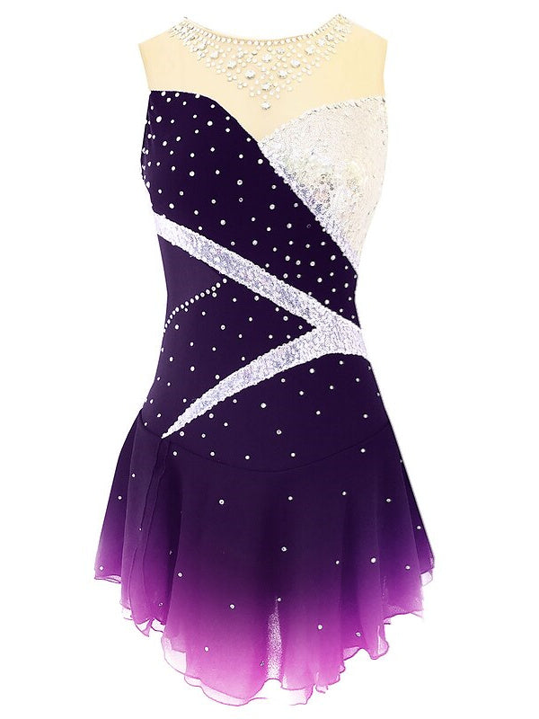 Figure Skating Dress Women's Girls' Dancewear Spandex Micro-elastic Classic Crystal/Rhinestone Sleeveless Ice Skating Dress