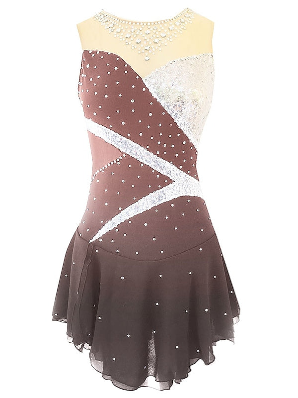 Figure Skating Dress Women's Girls' Dancewear Spandex Micro-elastic Classic Crystal/Rhinestone Sleeveless Ice Skating Dress