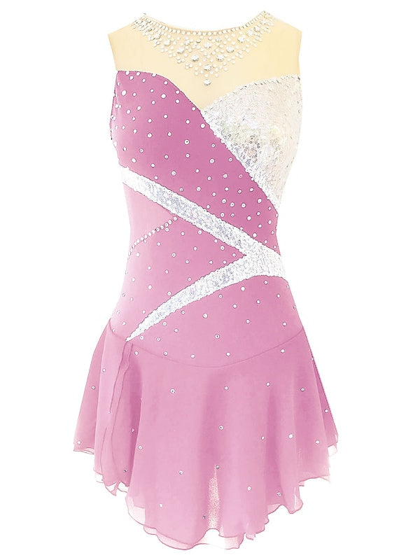 Figure Skating Dress Women's Girls' Dancewear Spandex Micro-elastic Classic Crystal/Rhinestone Sleeveless Ice Skating Dress