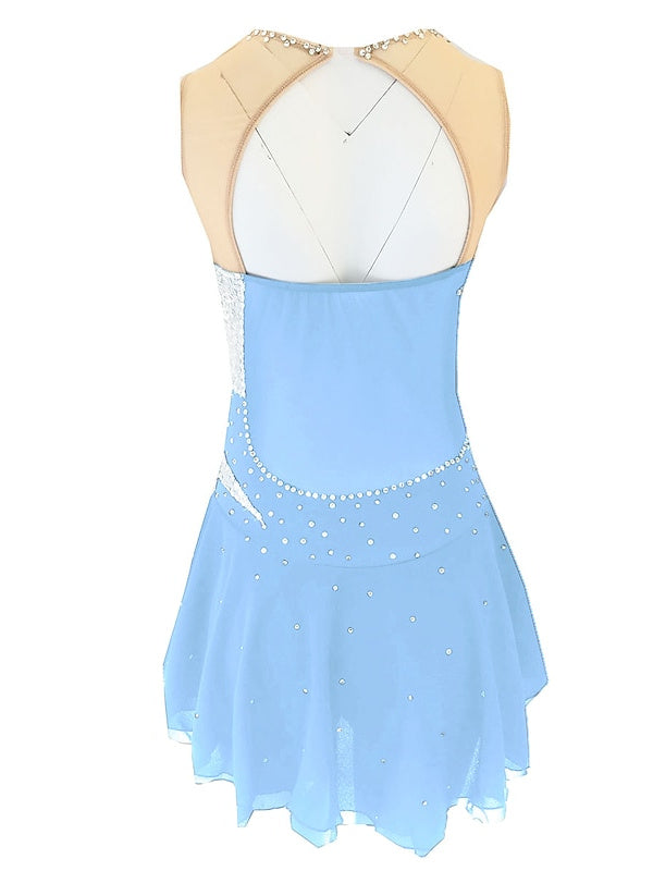 Figure Skating Dress Women's Girls' Dancewear Spandex Micro-elastic Classic Crystal/Rhinestone Sleeveless Ice Skating Dress