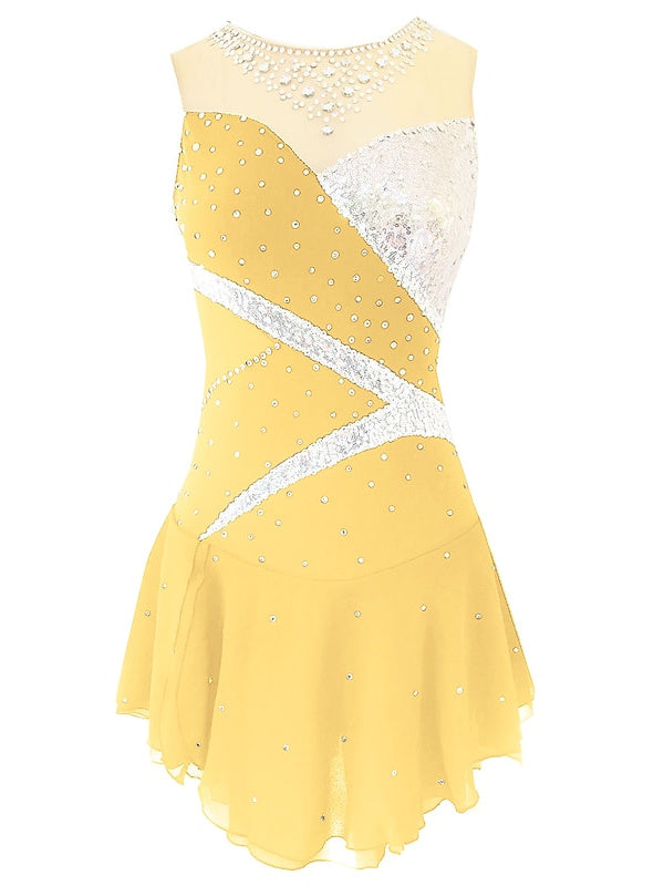 Figure Skating Dress Women's Girls' Dancewear Spandex Micro-elastic Classic Crystal/Rhinestone Sleeveless Ice Skating Dress