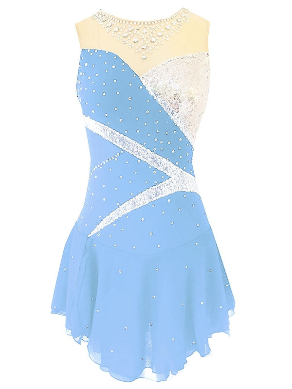 Figure Skating Dress Women's Girls' Dancewear Spandex Micro-elastic Classic Crystal/Rhinestone Sleeveless Ice Skating Dress