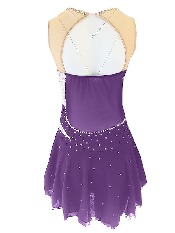 Figure Skating Dress Women's Girls' Dancewear Spandex Micro-elastic Classic Crystal/Rhinestone Sleeveless Ice Skating Dress