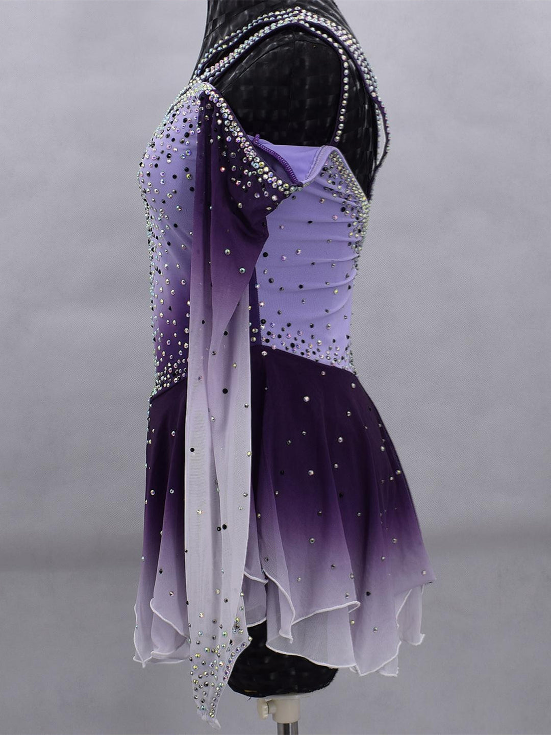 Figure Skating Dress Women's Girls' Ice Dancewear Mesh Spandex High Elasticity Gradient Color Crystal/Rhinestone Skating Dress