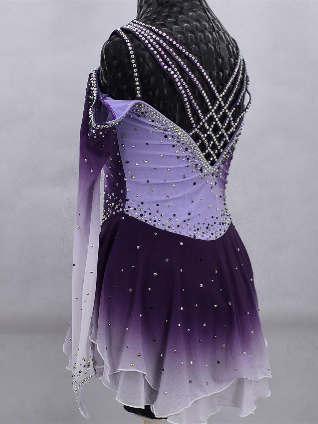 Figure Skating Dress Women's Girls' Ice Dancewear Mesh Spandex High Elasticity Gradient Color Crystal/Rhinestone Skating Dress