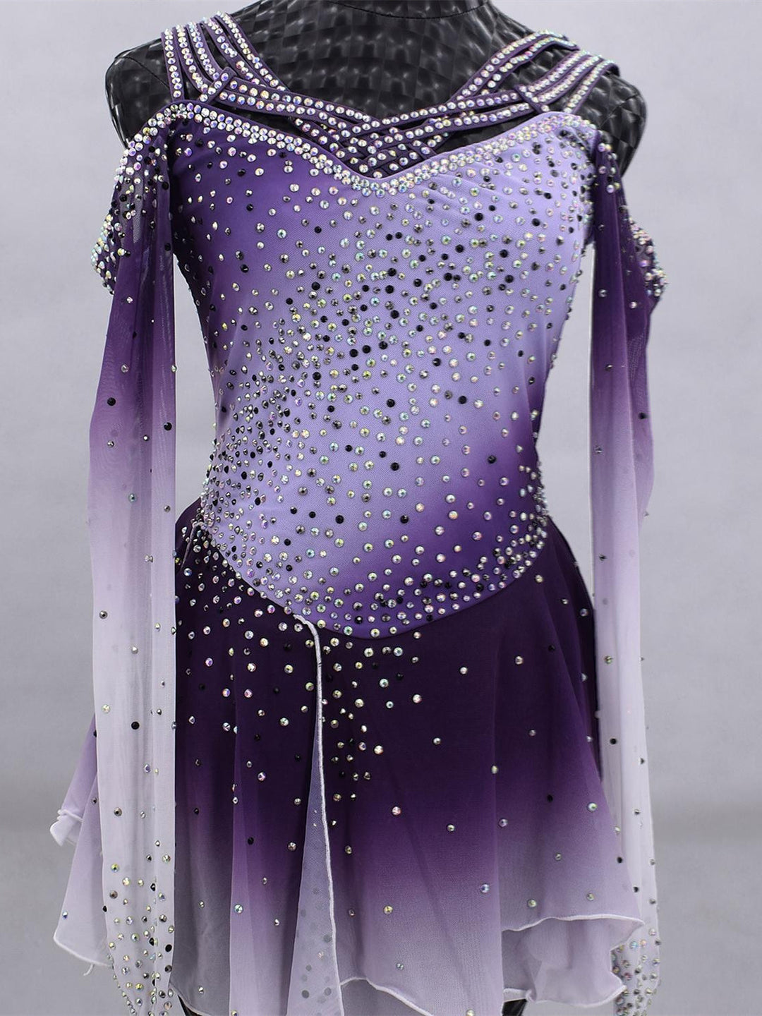 Figure Skating Dress Women's Girls' Ice Dancewear Mesh Spandex High Elasticity Gradient Color Crystal/Rhinestone Skating Dress