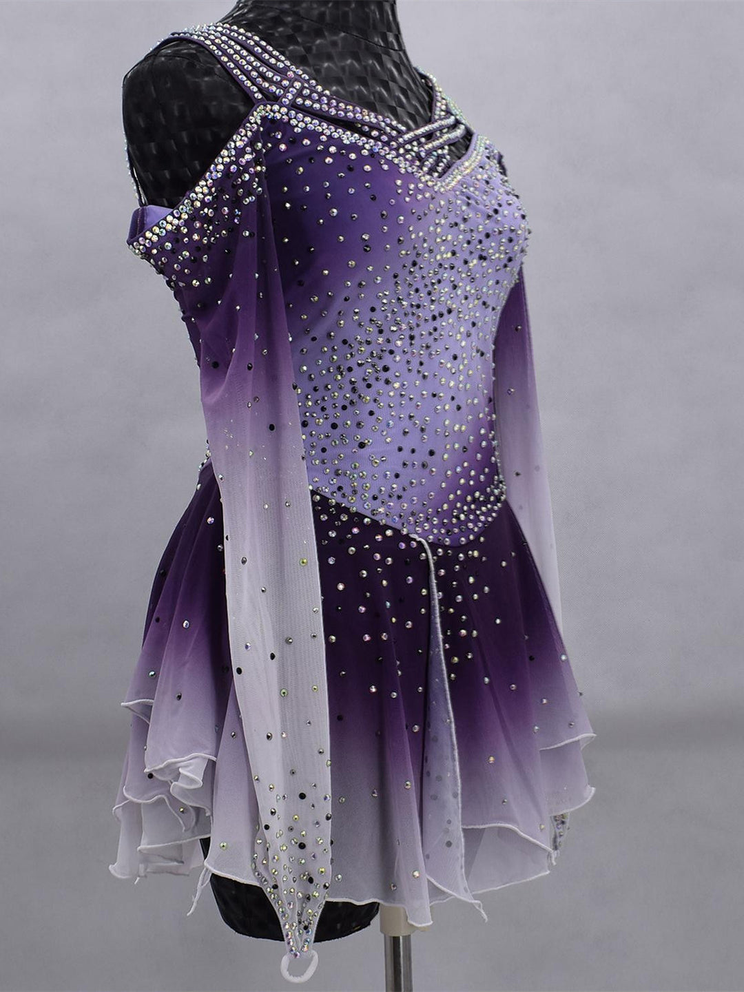 Figure Skating Dress Women's Girls' Ice Dancewear Mesh Spandex High Elasticity Gradient Color Crystal/Rhinestone Skating Dress