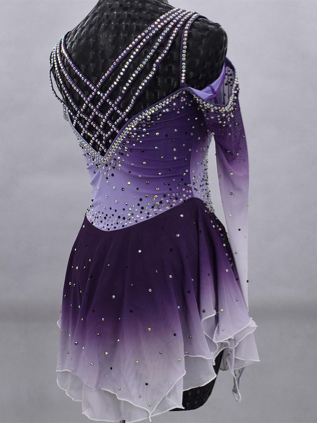 Figure Skating Dress Women's Girls' Ice Dancewear Mesh Spandex High Elasticity Gradient Color Crystal/Rhinestone Skating Dress