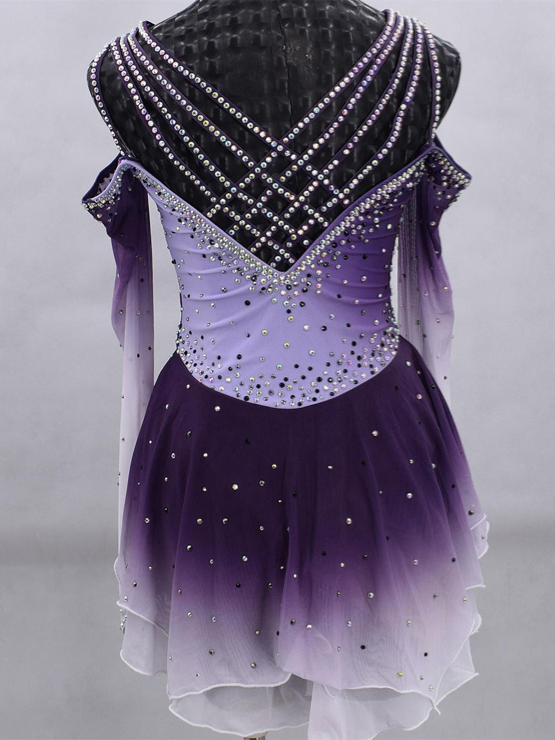 Figure Skating Dress Women's Girls' Ice Dancewear Mesh Spandex High Elasticity Gradient Color Crystal/Rhinestone Skating Dress