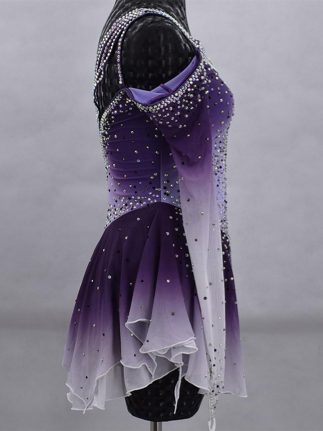 Figure Skating Dress Women's Girls' Ice Dancewear Mesh Spandex High Elasticity Gradient Color Crystal/Rhinestone Skating Dress