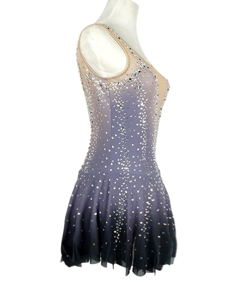 Figure Skating Dress Women's Girls' Ice Dancewear Stretchy Crystal/Rhinestone Sleeveless Ice Skating Dress