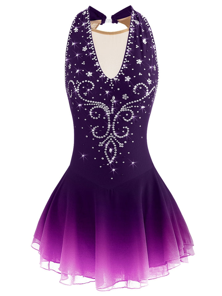 Figure Skating Dress Women's Girls' Ice Dancewear Patchwork Mesh Spandex Elastane High Elasticity Skating Dress