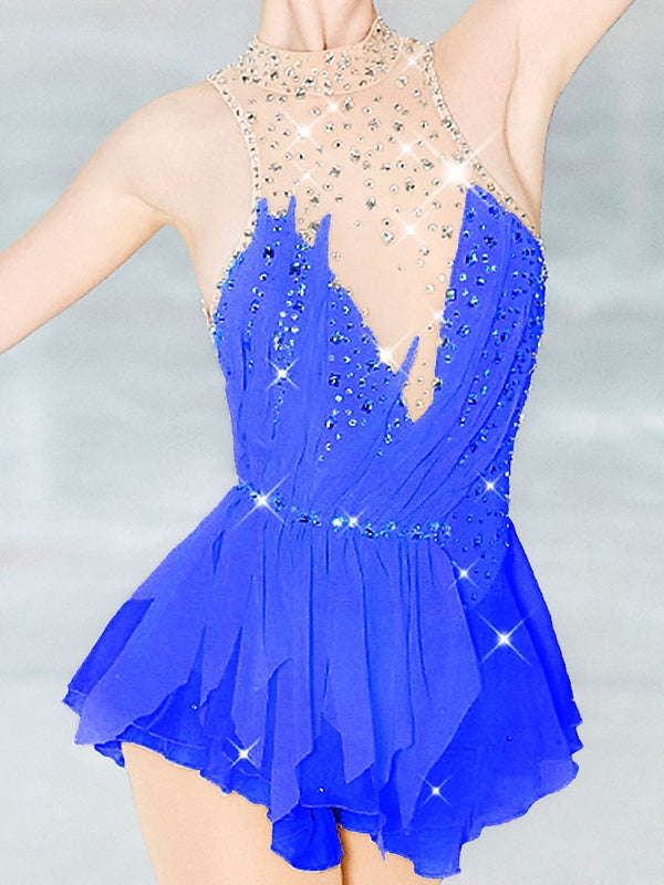 Figure Skating Dress Women's Girls' Dancewear Open Back Mesh Spandex H - Mondressy Figure Skating Dress Women's Girls' Dancewear Open Back Mesh Spandex H - Mondressy