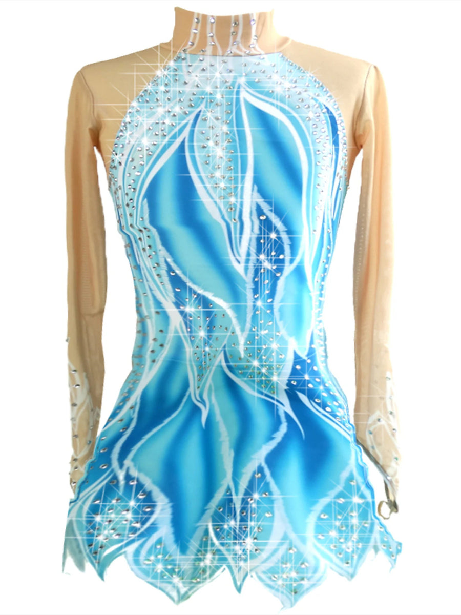 Figure Skating Dress Women's Girls' High Elasticity Handmade Classic Crystal/ Rhinestone Ice Skating Dress, Child 8 / Blue White Figure Skating Dress Women's Girls' High Elasticity Handmade Classic Crystal/ Rhinestone Ice Skating Dress, Child 8 / Blue White