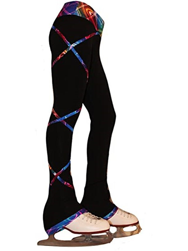 Figure Skating Pants Women's Girls' Dancewear Fleece Spandex High Elasticity Patchwork Ice Skating Leggings