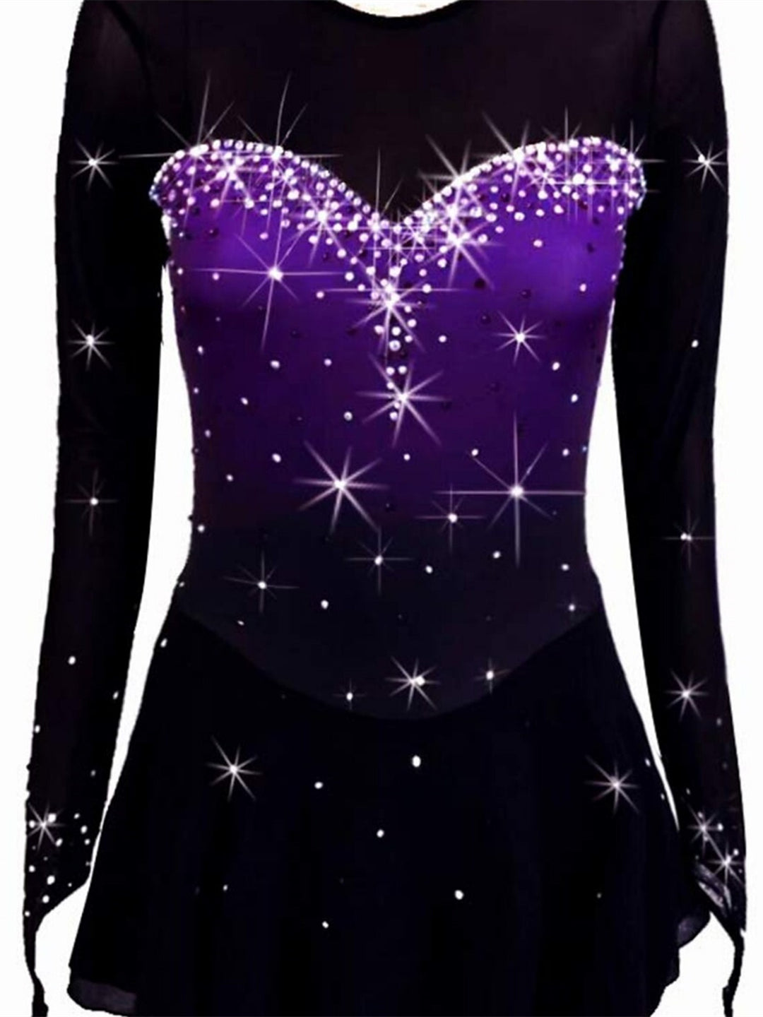 Figure Skating Dress Long Sleeve Women's Girls' Crystal/Rhinestone   Ice Skating Dress