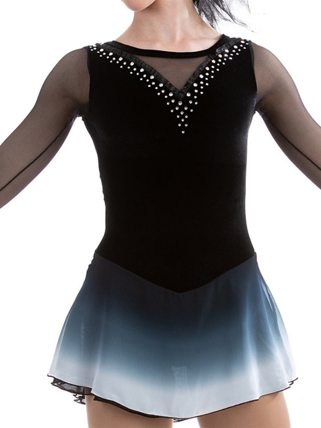 Figure Skating Dress Long Sleeve Women's Girls' Crystal/Rhinestone Ice Skating Dress