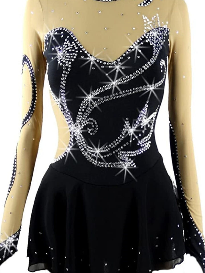 Figure Skating Dress Long Sleeve Women's Girls' Crystal/Rhinestone Ice Skating Dress