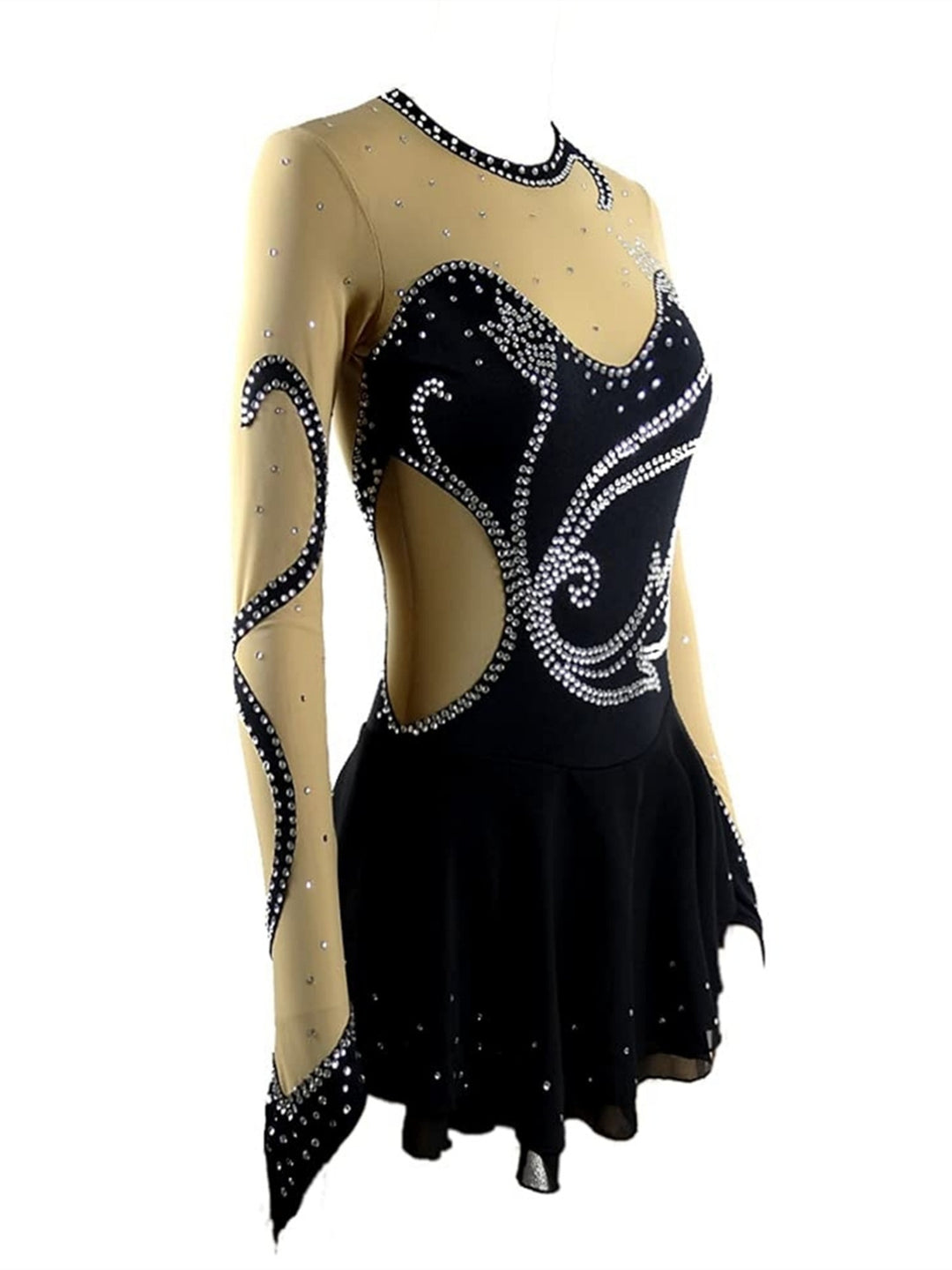 Figure Skating Dress Long Sleeve Women's Girls' Crystal/Rhinestone Ice Skating Dress