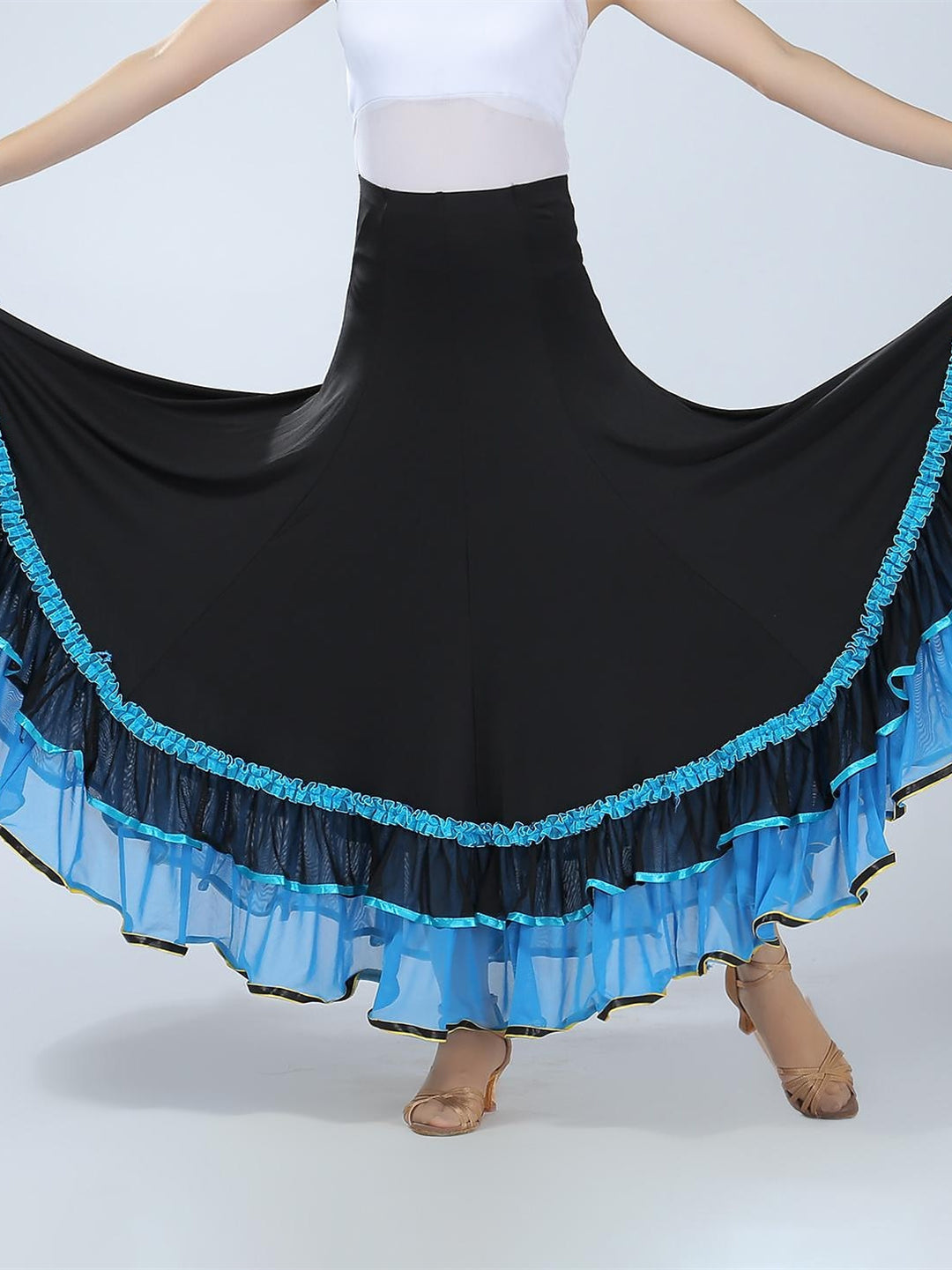 Women's Dancewear Ballroom Dance Skirts Ruffle Splicing Women's Performance Training High Polyester