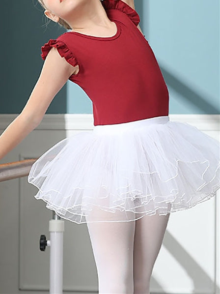 Kids' Dancewear Ballet Skirts Splicing Cap Short Sleeve Cotton Blend Tulle Girls' Performance