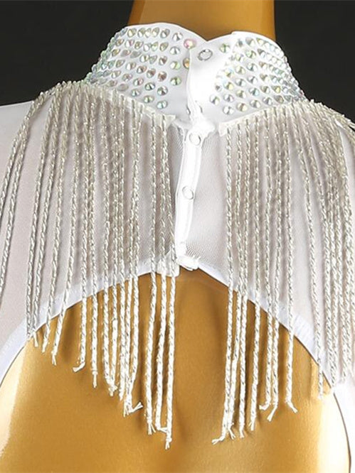 Women's Dancewear Ballroom Dance Dress Rhinestone Tassel Splicing Women's Performance Long Sleeve