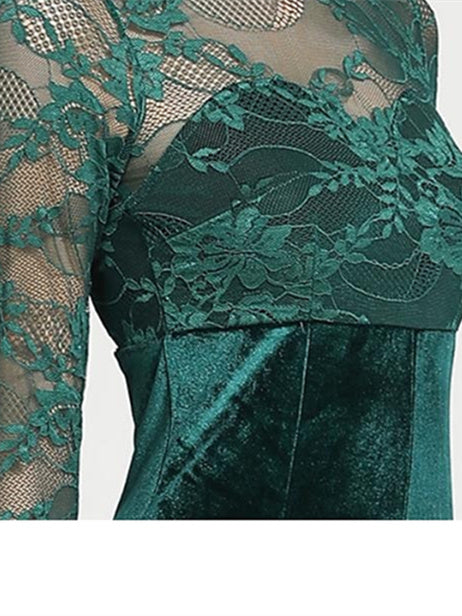 Women's Dancewear Ballroom Dance Dress Appliques Split Joint Women's Training Performance Long Sleeve