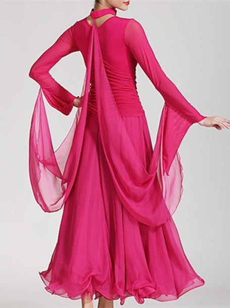 ballroom theme party dress Ballroom Dance Dress Pure Color Women's Performance Training Theme Party Long Sleeve Spandex 2026