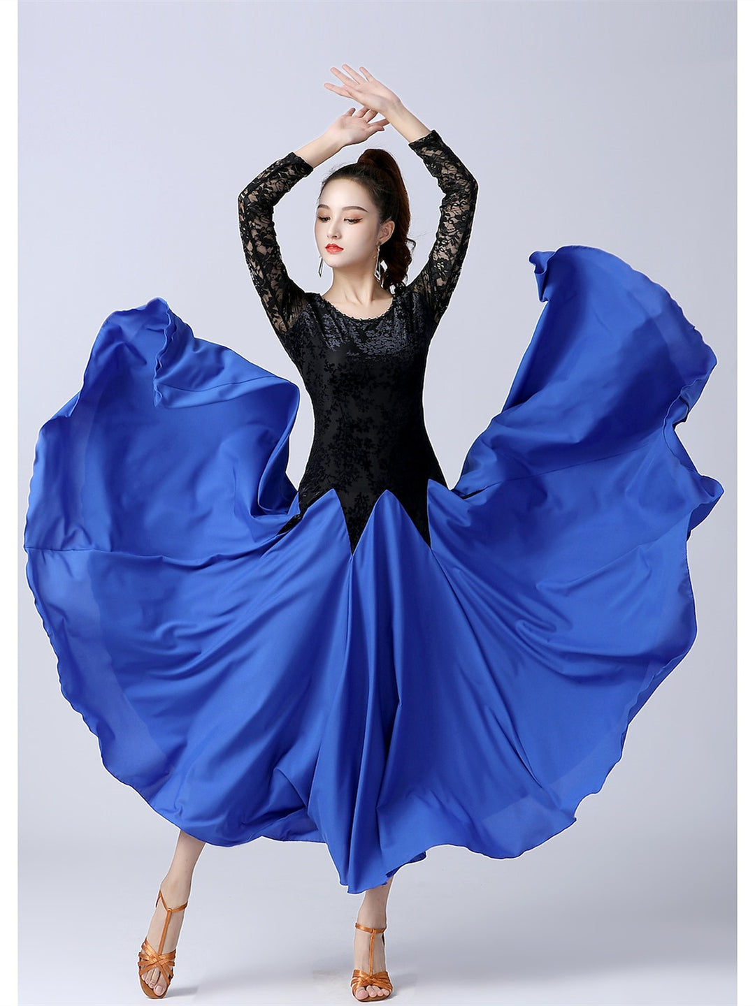 Women's Dancewear Ballroom Dance Dress Splicing Women's Performance Training Long Sleeve