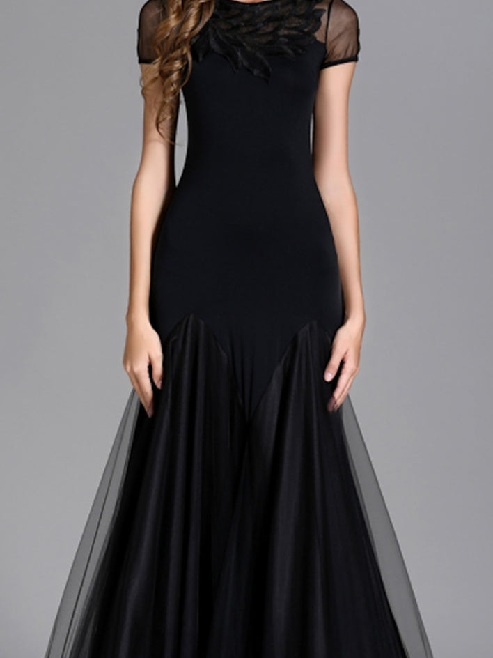 Women's Dancewear Ballroom Dance Dress Draping Women's Performance Short Sleeve High, S / Black Women's Dancewear Ballroom Dance Dress Draping Women's Performance Short Sleeve High, S / Black